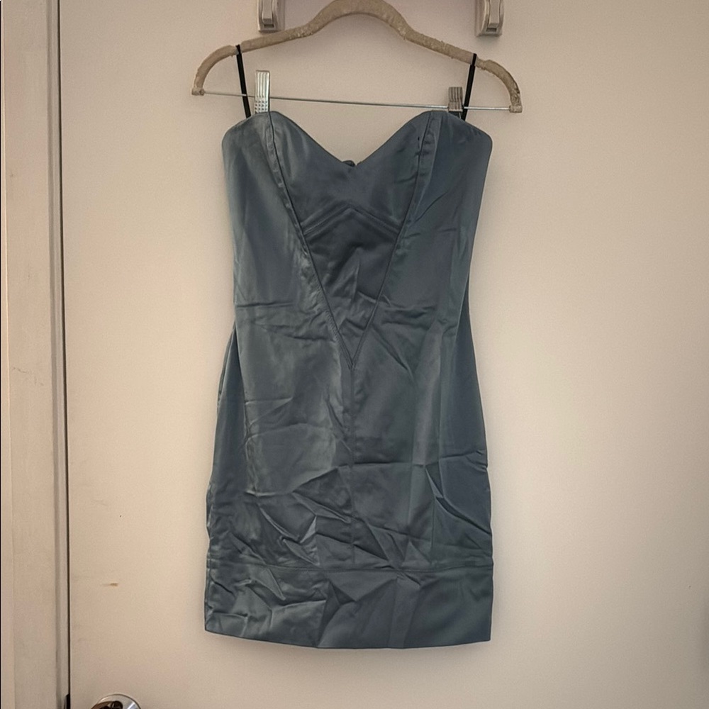 Bebe Blue Sweetheart Neckline Bodycon Dress